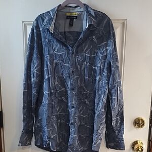 INC International Concepts Slim Fit Blue And Grey Floral Button-Up Shirt